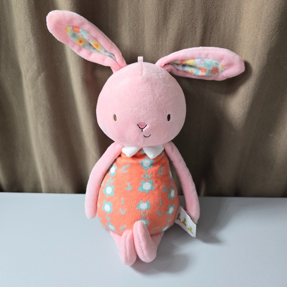 Bunnies By The Bay Plush Bunny Pink Floral Dress Soft Rabbit Stuffed Animal